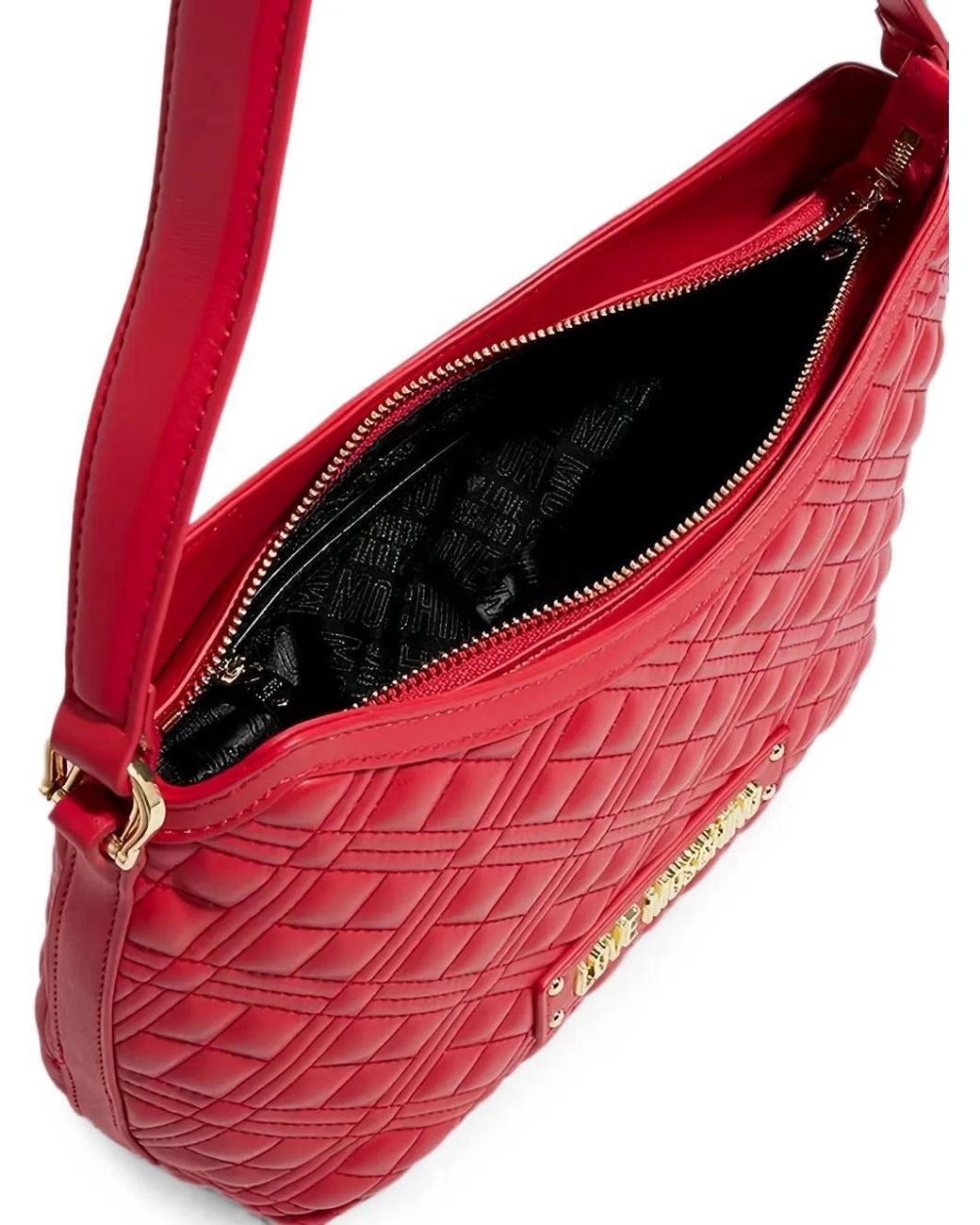 Love Moschino Red Quilted Heart-Motif Shoulder Bag