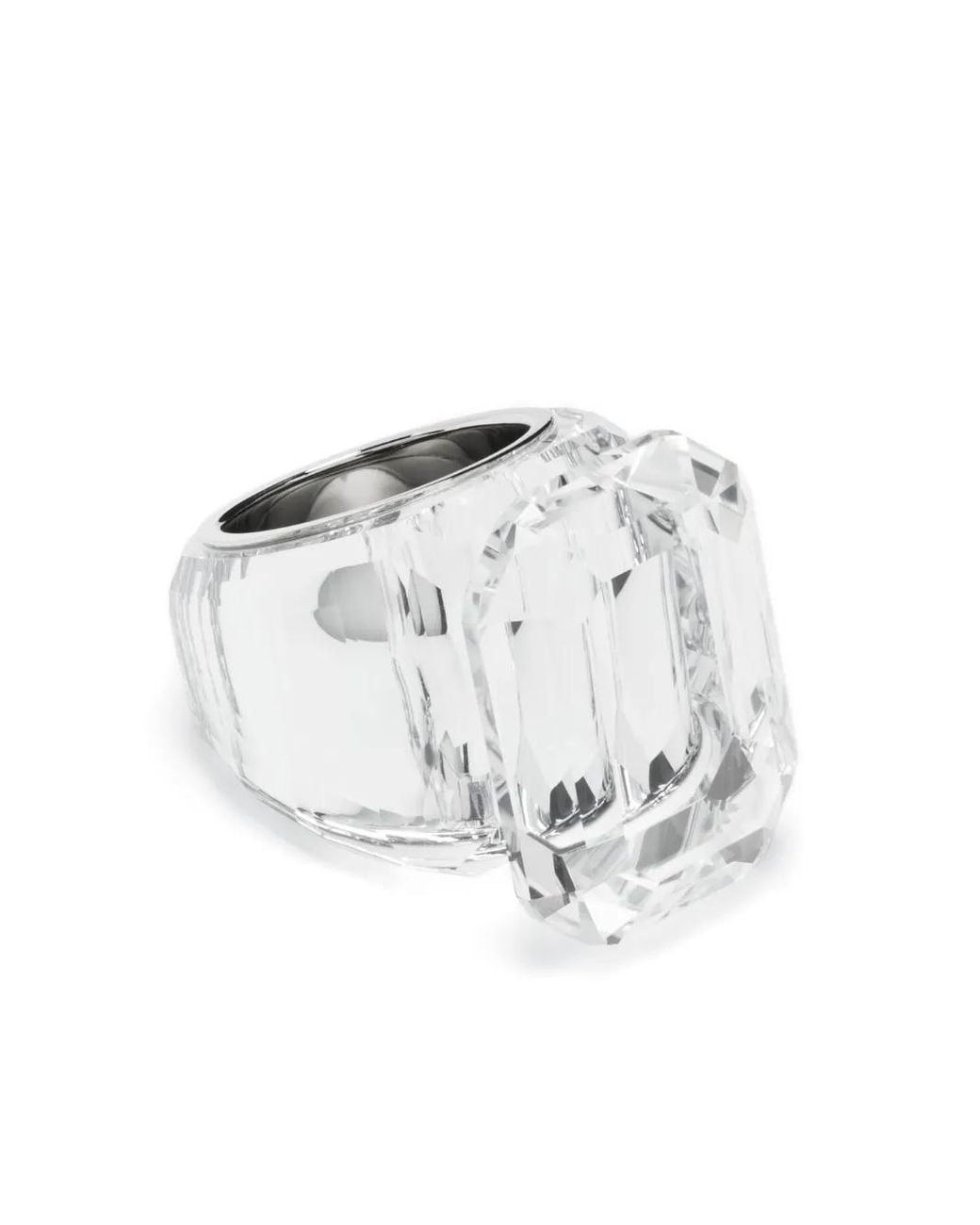 Swarovski White Lucent Crystal-Embellished Sterling Ring