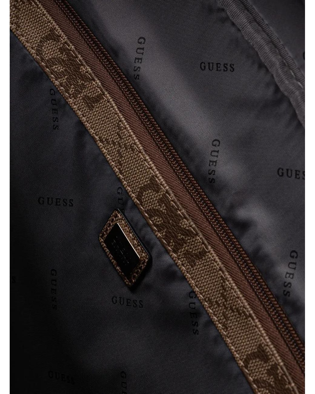 Guess Brown Monogram-Pattern Laptop Bag