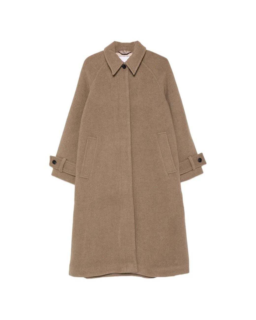 Samsøe & Samsøe Natural Alma Raglan-Sleeve Single-Breasted Coat