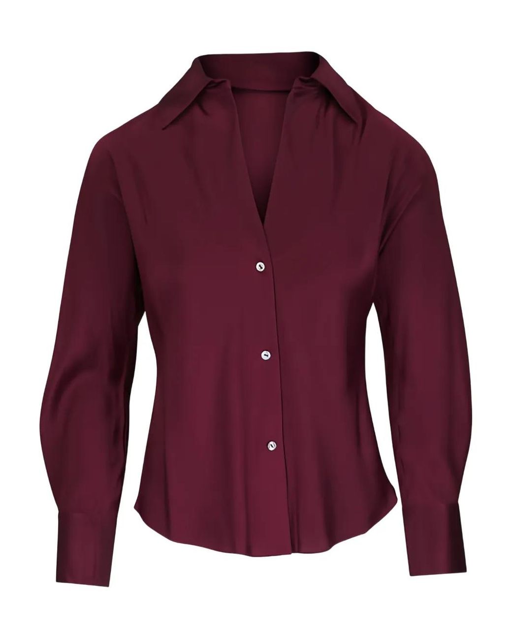 Vince Red V-Neck Long-Sleeve Shirt