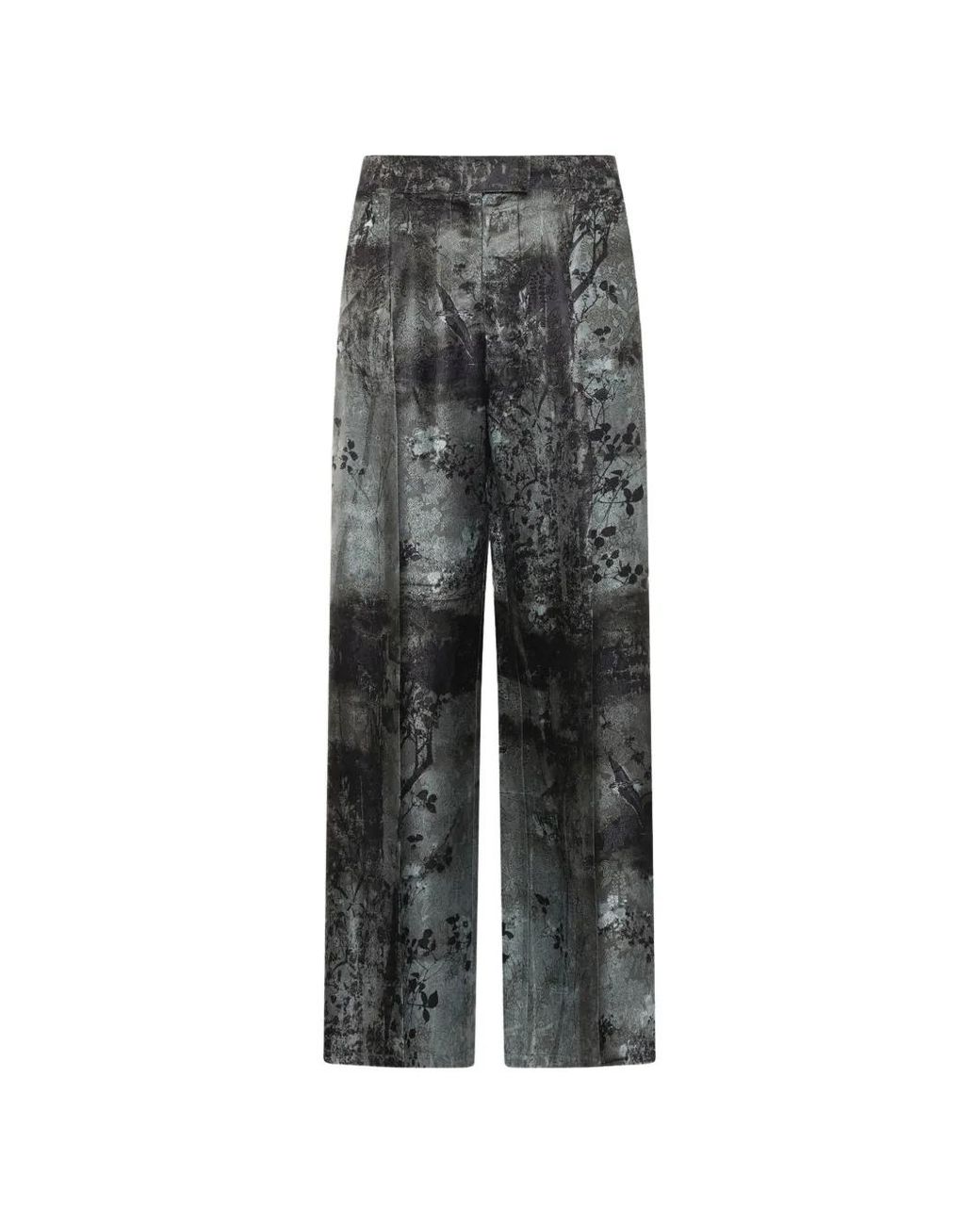 Pierre Louis Mascia Gray Floral-Print Palazzo Trousers