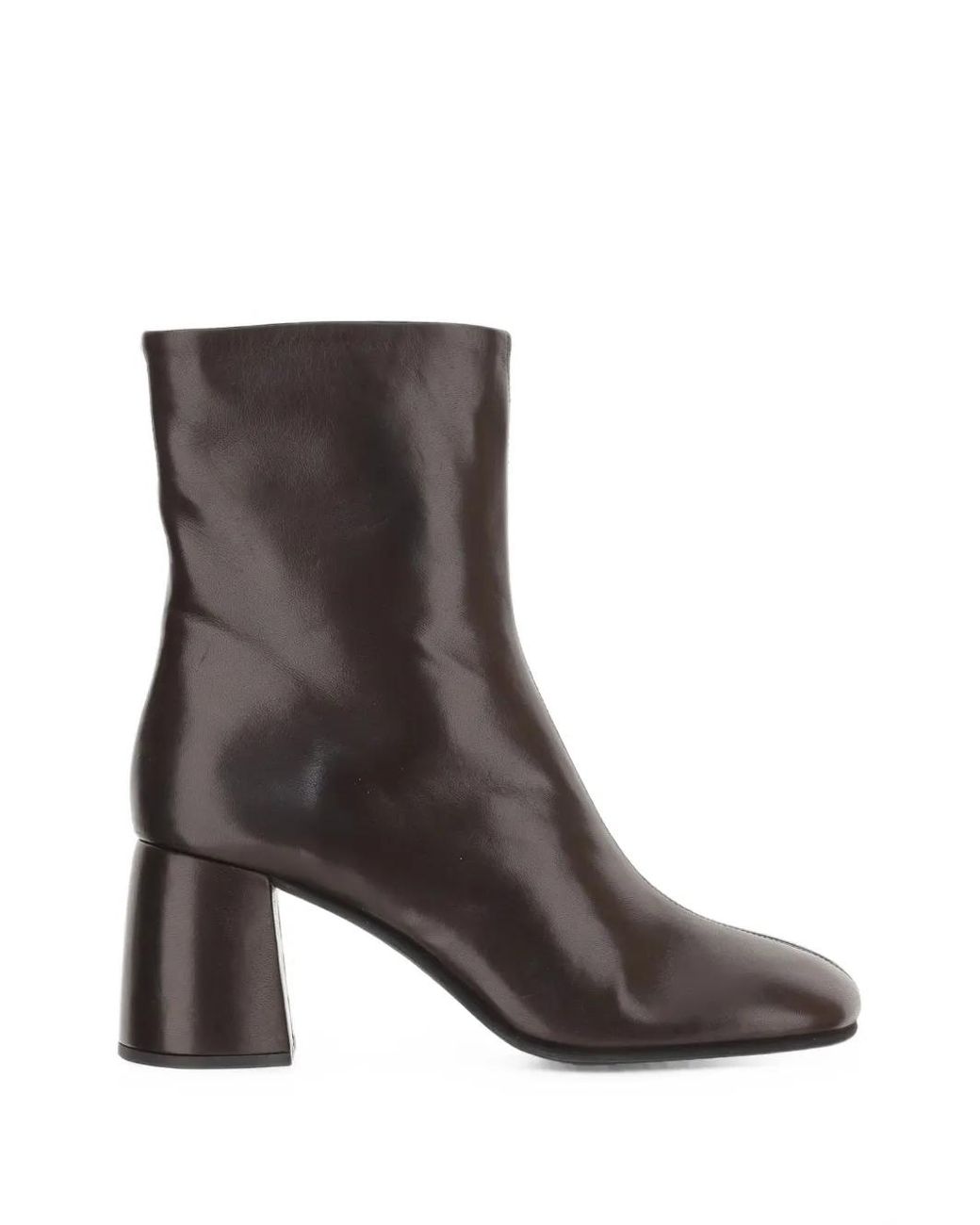 Poeve Brown Block-Heel Ankle Boots