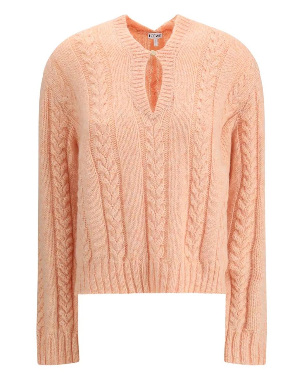 Jersey Con Cuello En V Y Punto De Ochos Loewe de color Pink