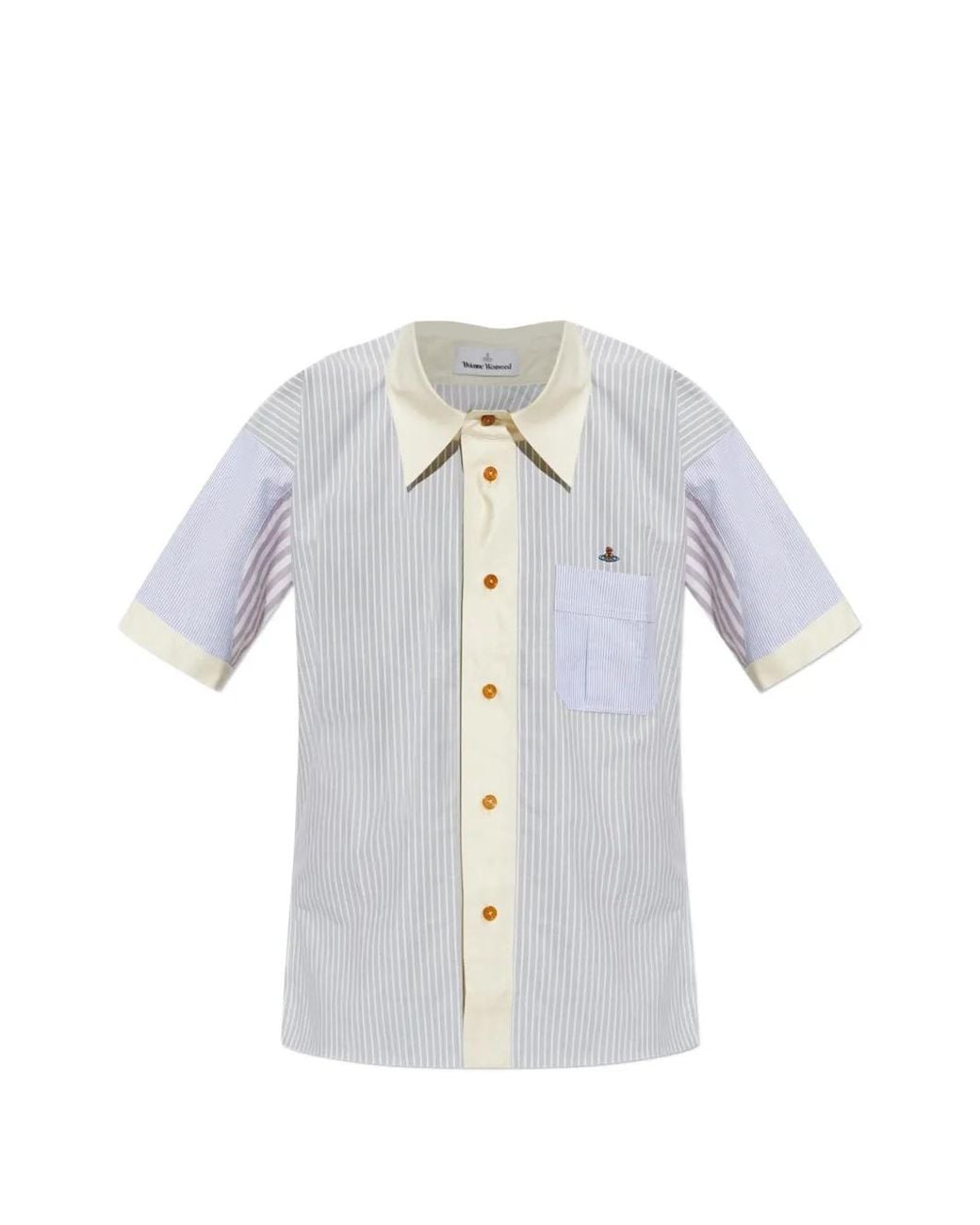 Vivienne Westwood White Striped Short-Sleeve Shirt for men