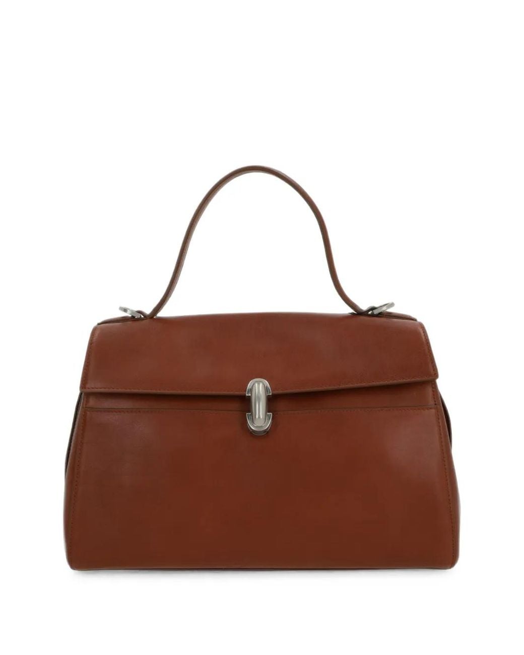 SAVETTE Brown Soft Symmetry Leather Tote Bag