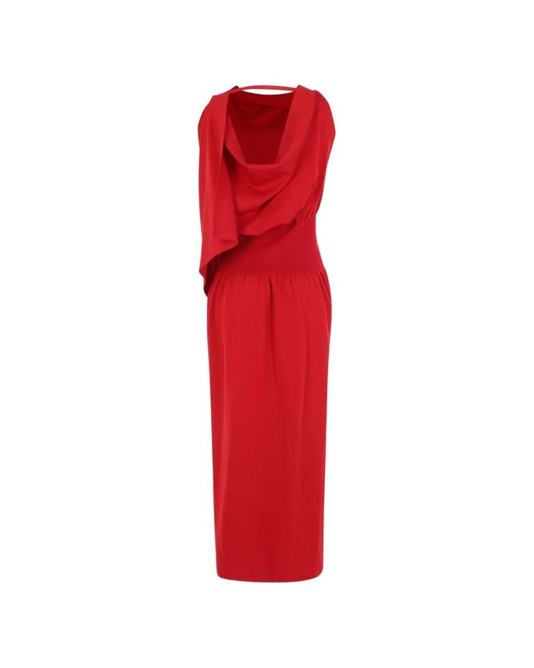 CFCL Red Ac Milan Draped Maxi Dress