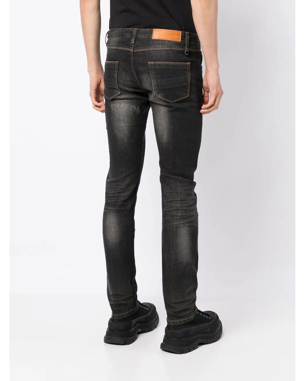 Private Stock Gray Distressed-Finish Skinny Jeans for men