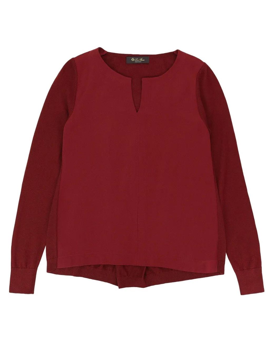 Loro Piana Red V-Neck Silk Blouse
