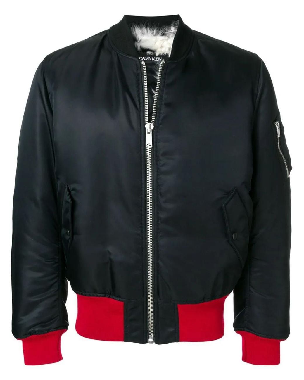 Calvin Klein Black Contrast-Panel Bomber Jacket for men
