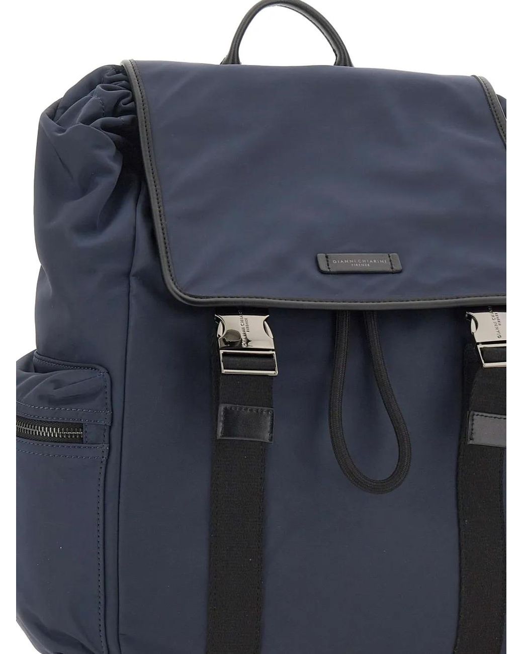 Gianni Chiarini Blue Oslo Leather-Trimmed Backpack for men