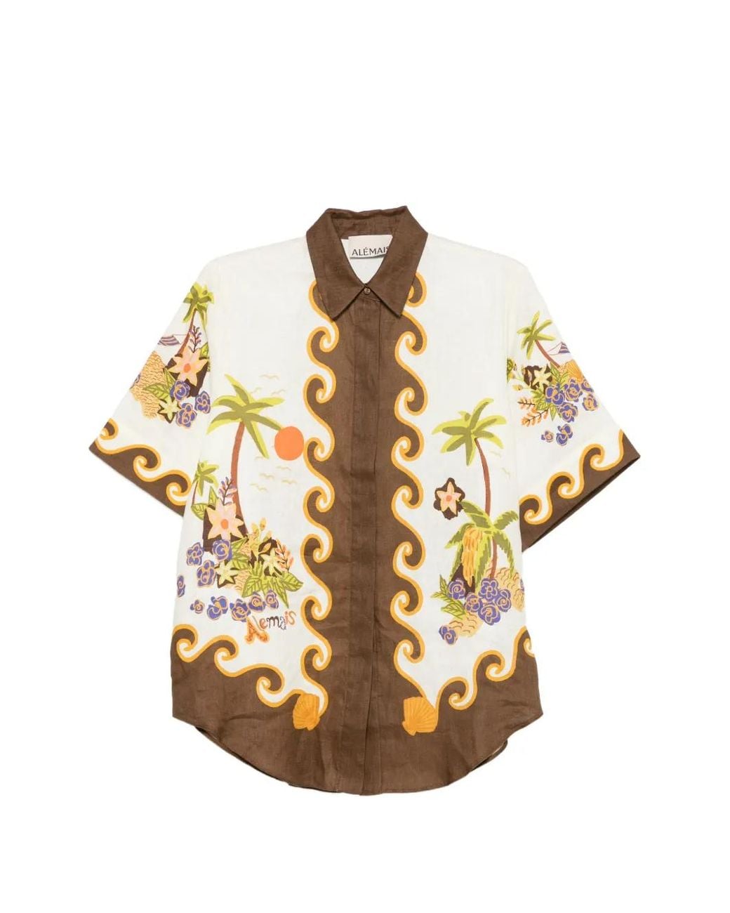 ALÉMAIS Metallic Chemise Island Cove À Imprimé Graphique Et Manches Courtes