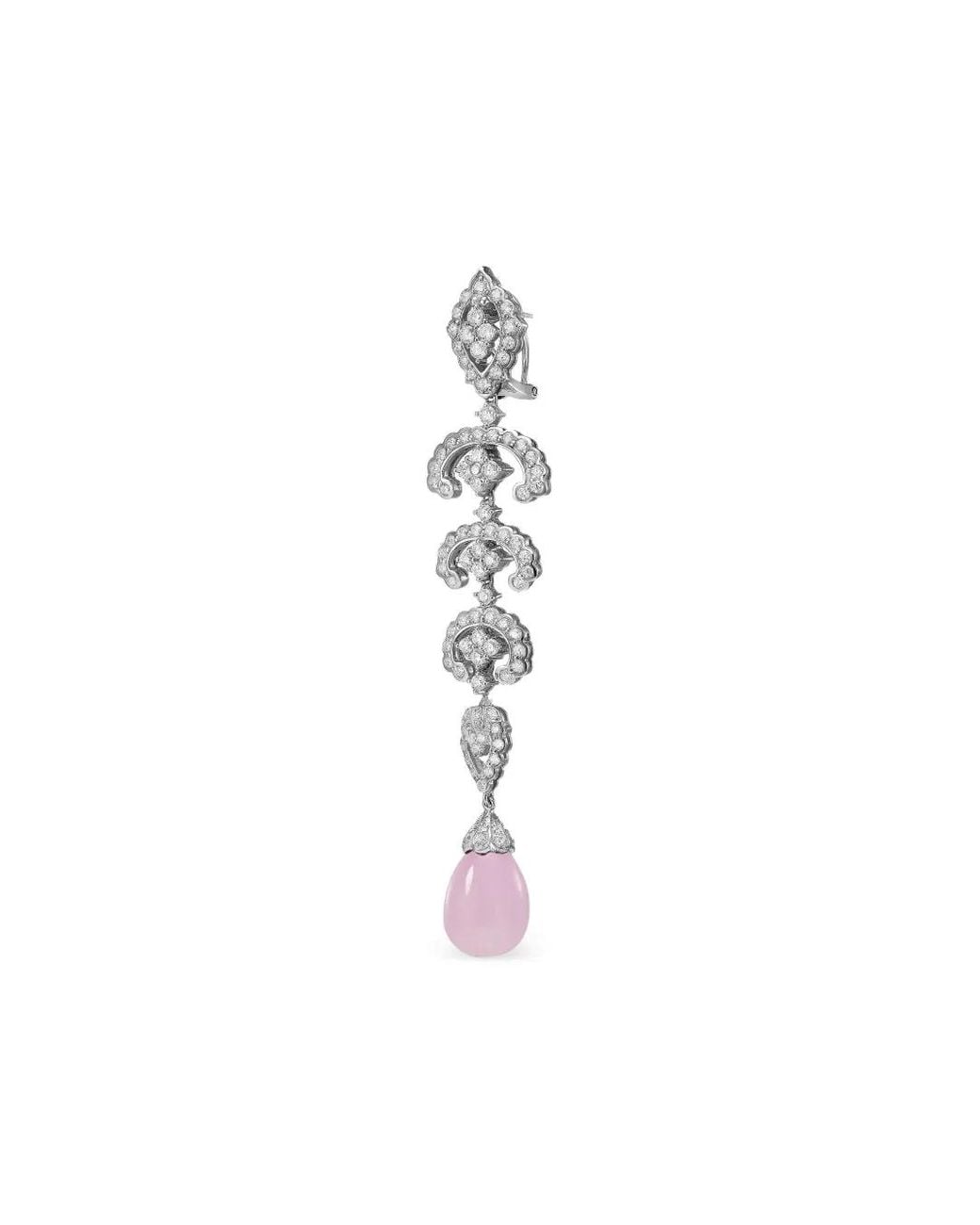 Anabela Chan White 14K And Rhodium Vermeil Scallop Lace Kunzite And Diamond Earrings