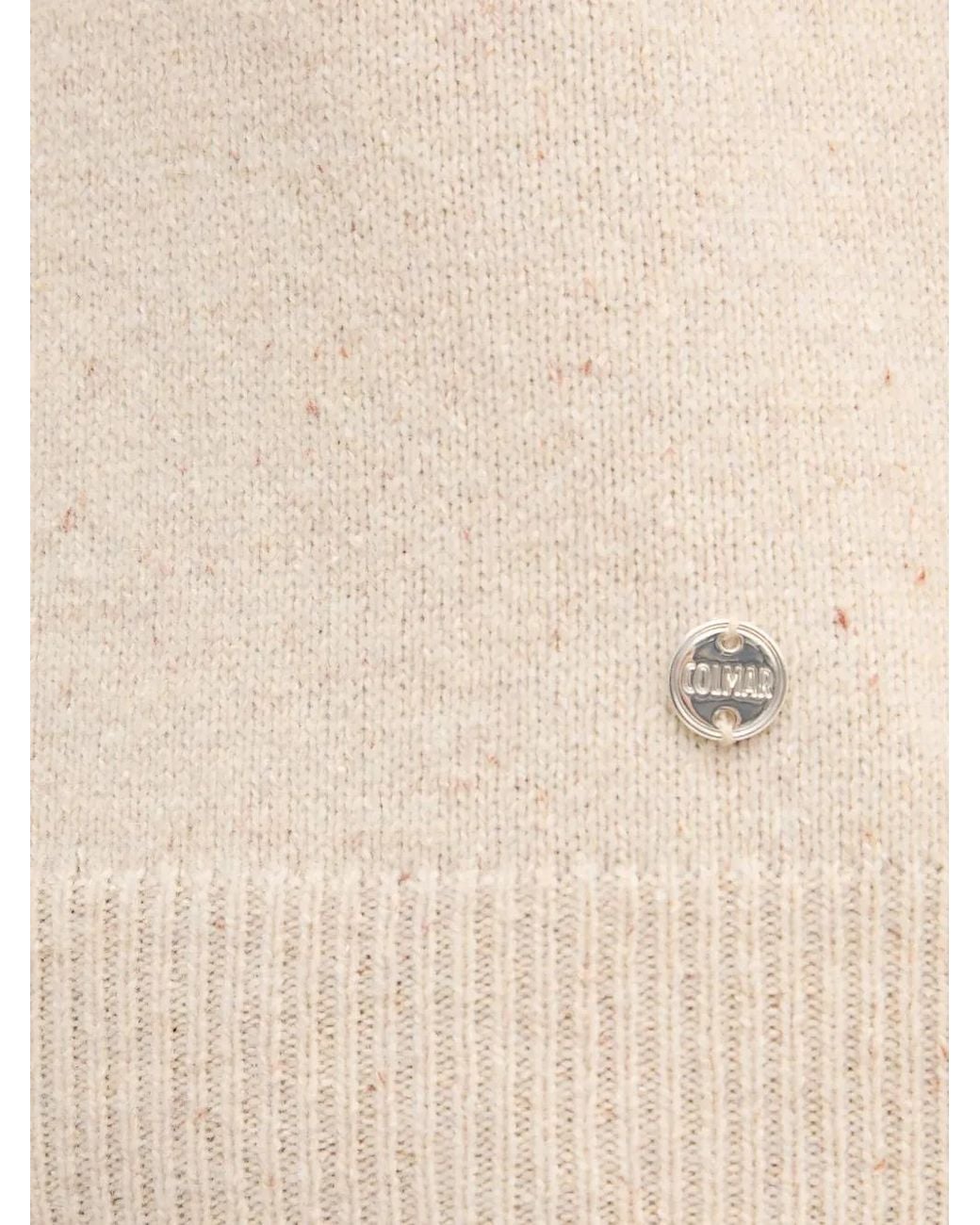 Colmar White Turtleneck Logo-Plaque Sweater