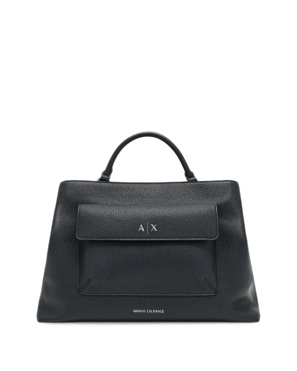 ARMANI EXCHANGE Blue Logo-Plaque Pebbled Tote Bag
