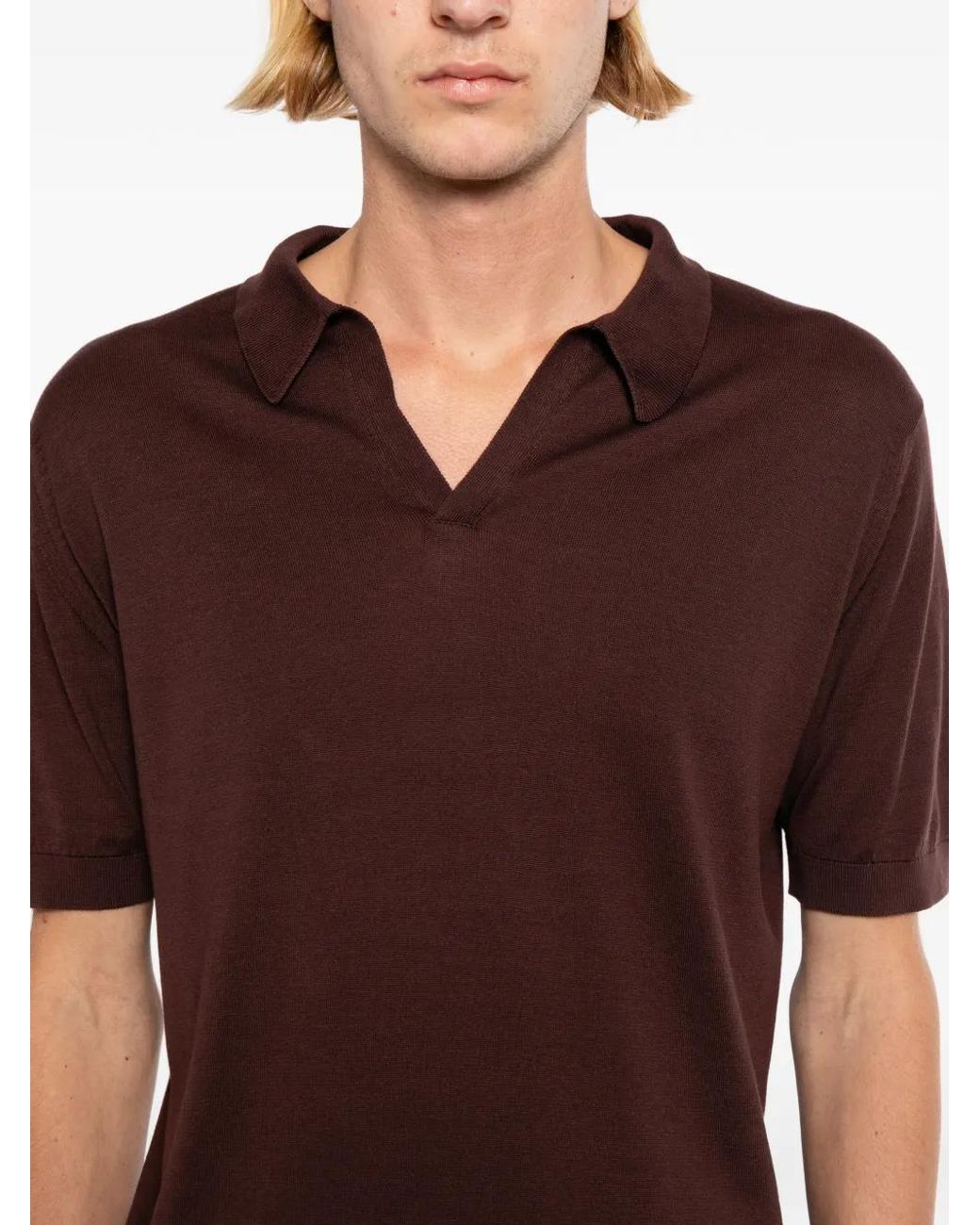 John Smedley Red Noah Skipper Collar Shirt for men