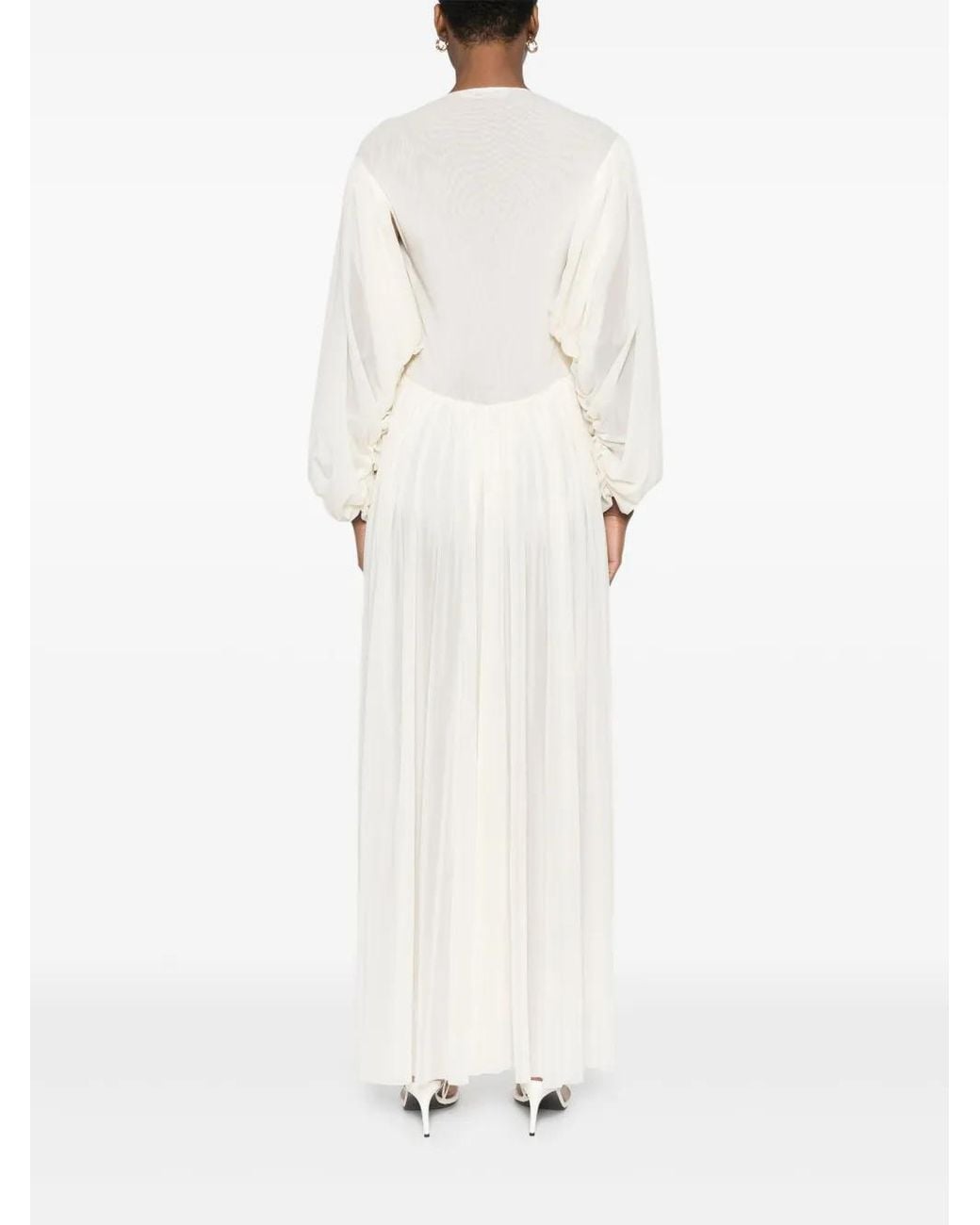 Philosophy Di Lorenzo Serafini White V-Neck Maxi Dress