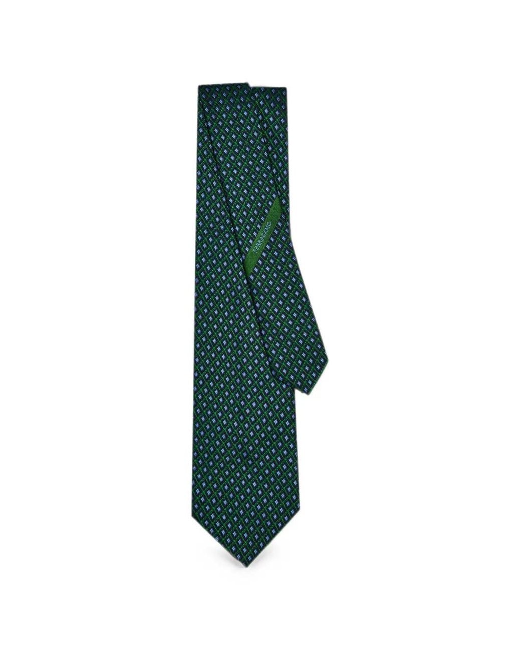 Ferragamo Green Jacquard Tie for men