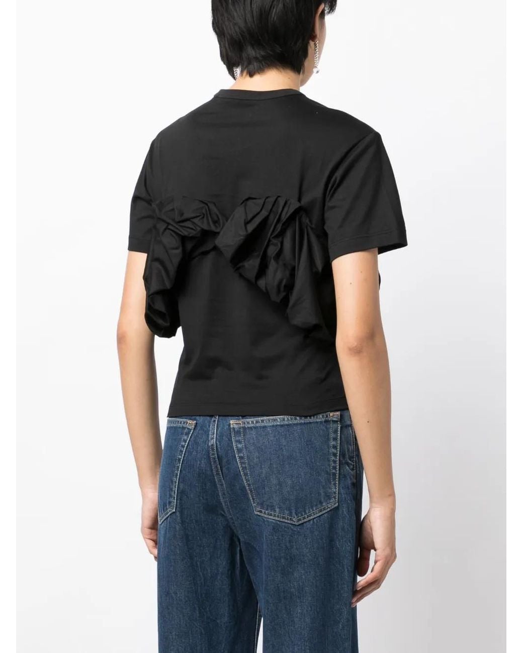 JNBY Black Ruffled Short-Sleeve T-Shirt