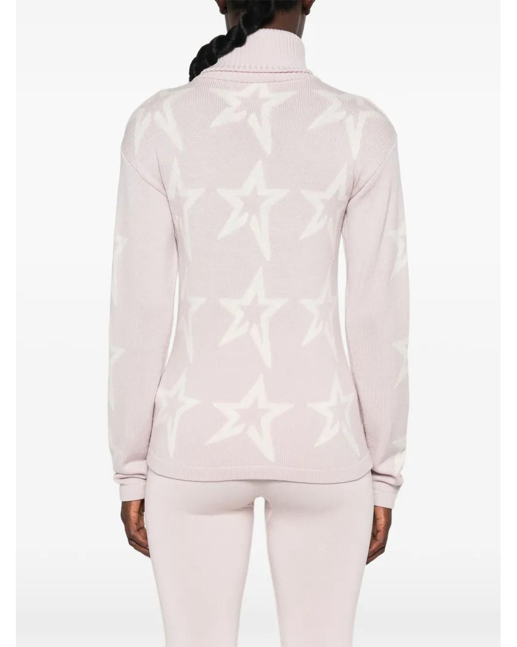 Perfect Moment White Oyster Stardust Star Intarsia Merino Wool Sweater