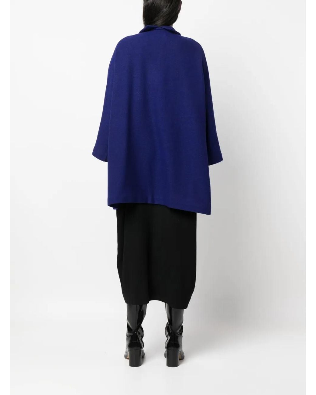 Daniela Gregis Blue Bell-Sleeves Wool Coat