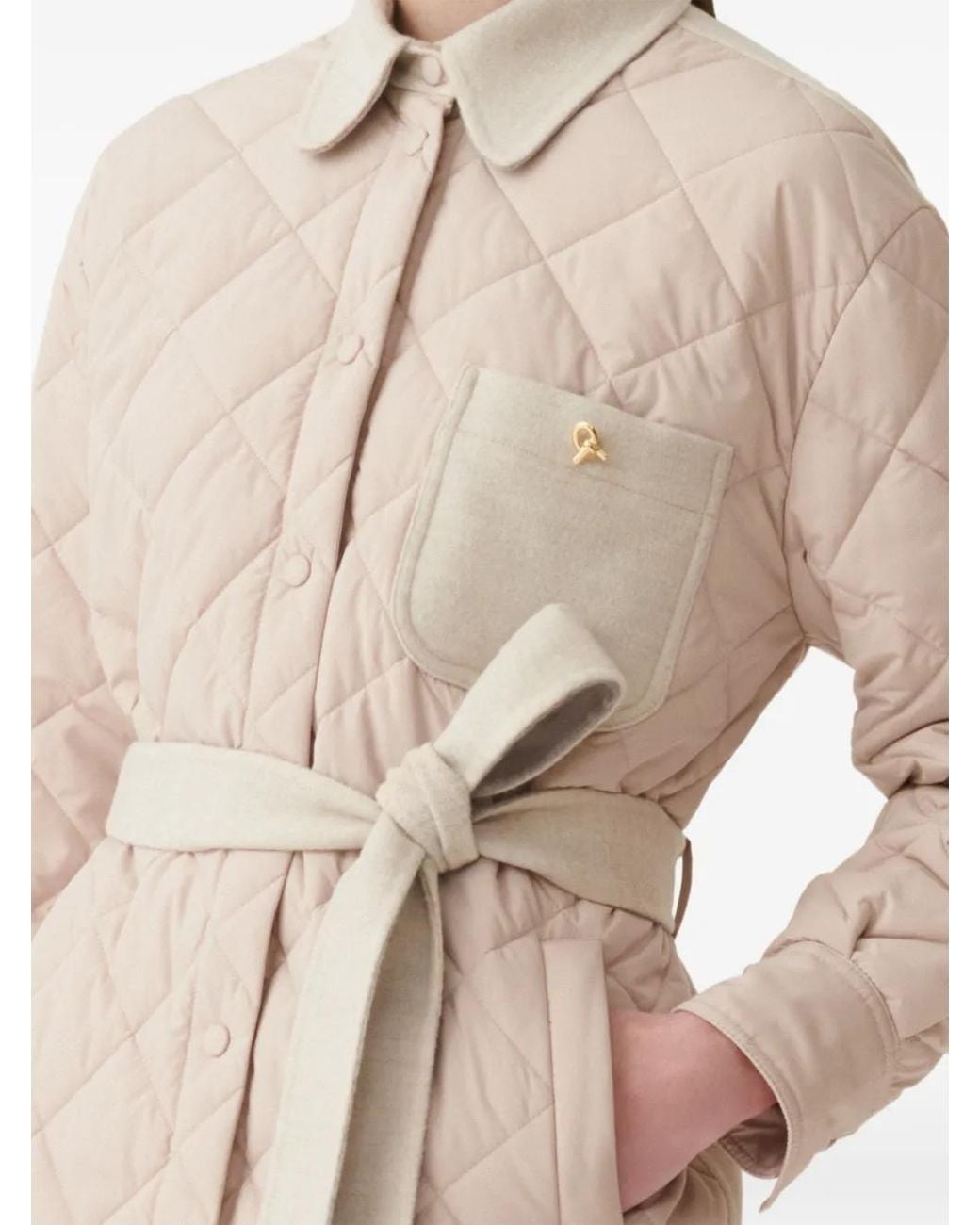 Fabiana Filippi Natural Diamond-Quilted Belted Jacket