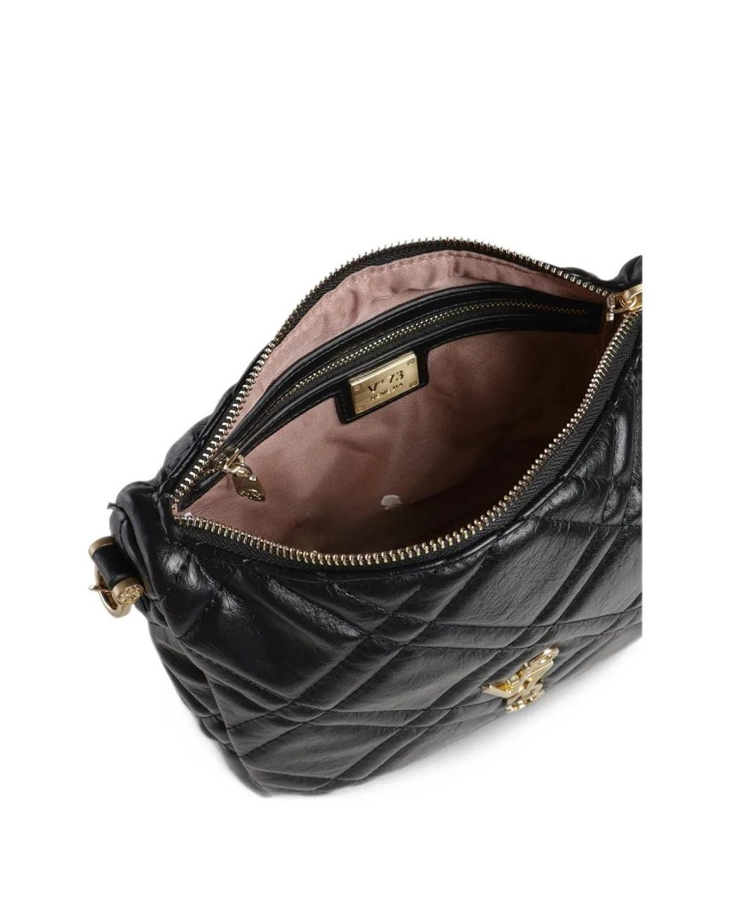 V73 Black Diaspro Quilted Logo-Plaque Shoulder Bag