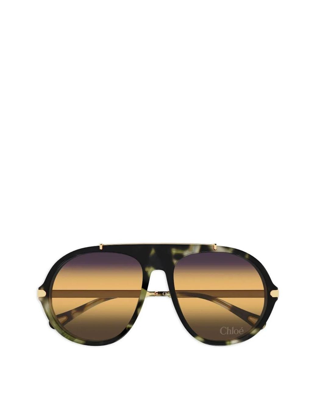 Chloé Black Tortoiseshell-Effect Navigator-Frame Sunglasses
