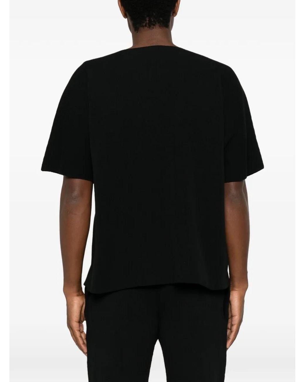 Homme Plissé Issey Miyake Black Round-Neck Short-Sleeve T-Shirt for men