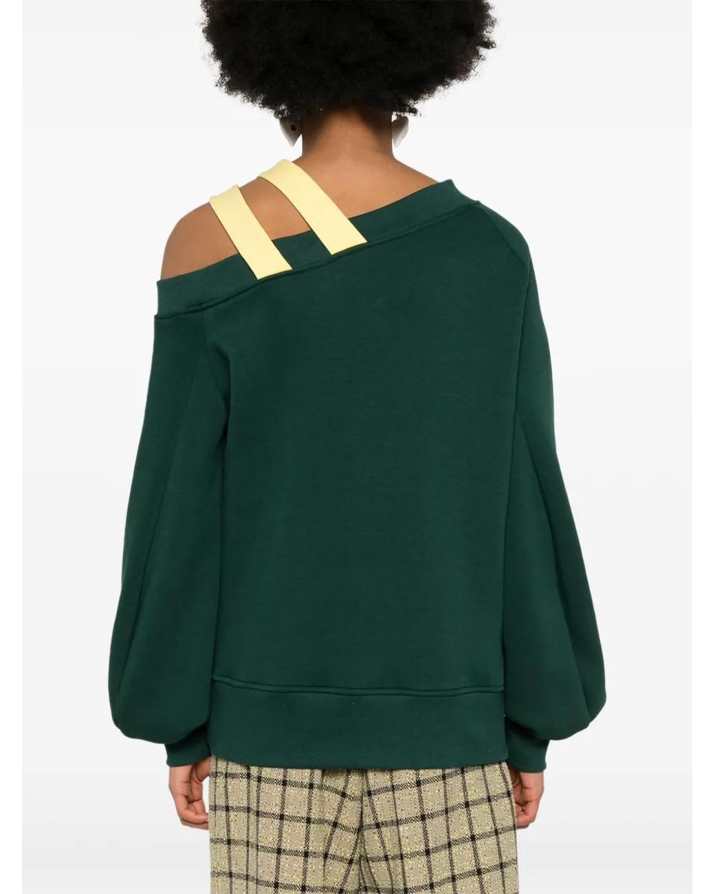 Ioana Ciolacu Green Sonia Off-Shoulder Sweatshirt