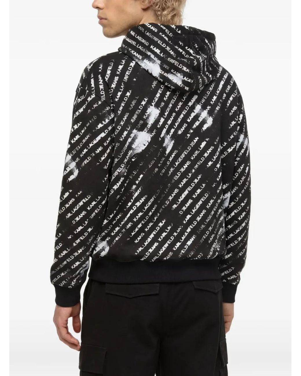 Karl Lagerfeld Black Hoodie Ample À Imprimé Graphique for men