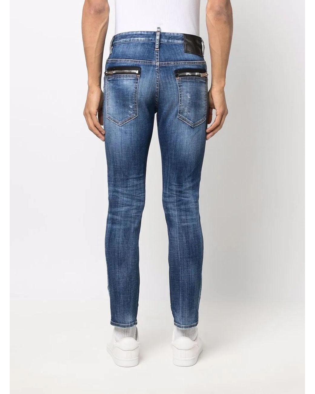 DSquared² Blue Logo-Print Skinny Jeans for men
