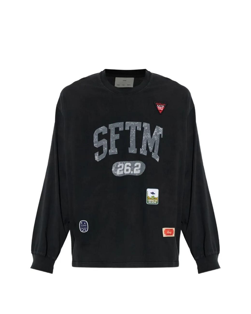 Song For The Mute Black Logo-Print Patch-Detail T-Shirt for men