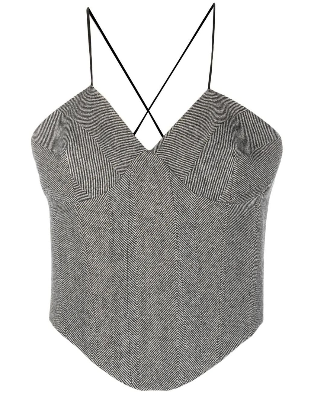 Ermanno Scervino Gray Herringbone Wool Top