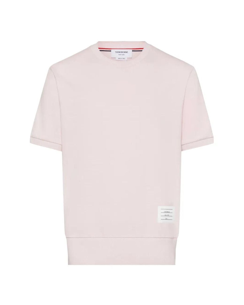 Thom Browne Pink Short-Sleeved T-Shirt With Ribbed Cuffs for men