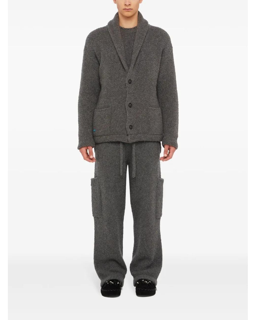 Alanui Gray Finest Ribbed Cardigan for men