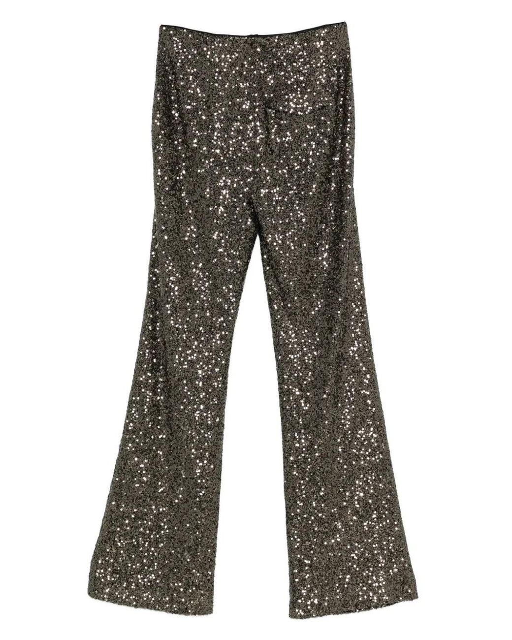 Luisa Cerano Gray Sequinned Flared Trousers