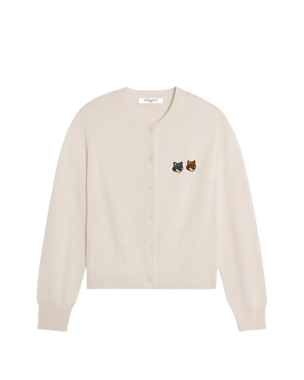 Maison Kitsuné White Double Fox Head Patch Cardigan