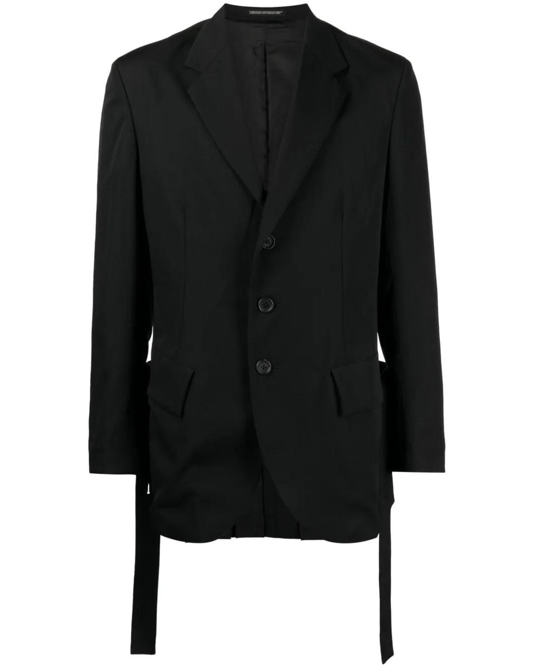 Yohji Yamamoto Black Single-Breasted Wool Blazer for men