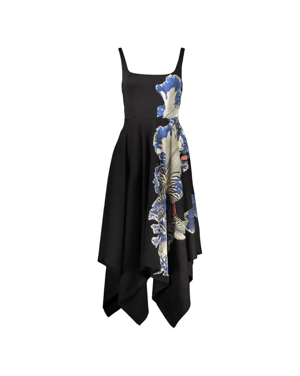 Desigual Black X Christian Lacroix Floral-Print Handkerchief-Hem Midi Dress