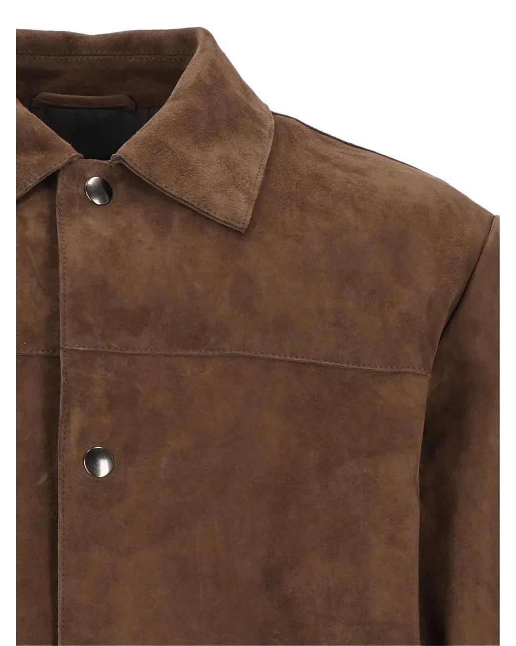 Grifoni Brown Suede Button-Fastening Jacket for men
