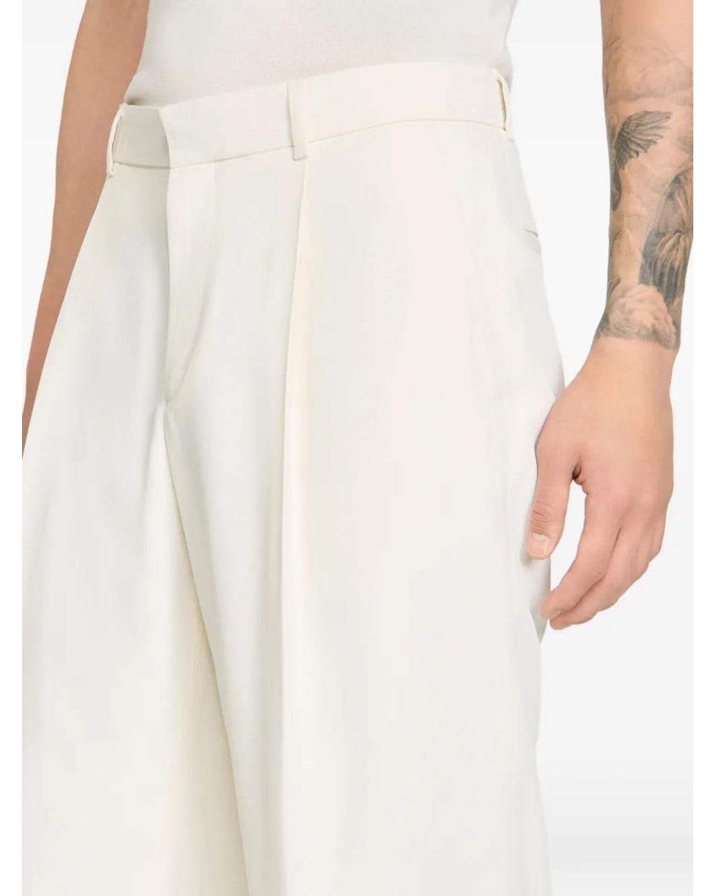 Sandro White Concealed-Fastening Trousers for men