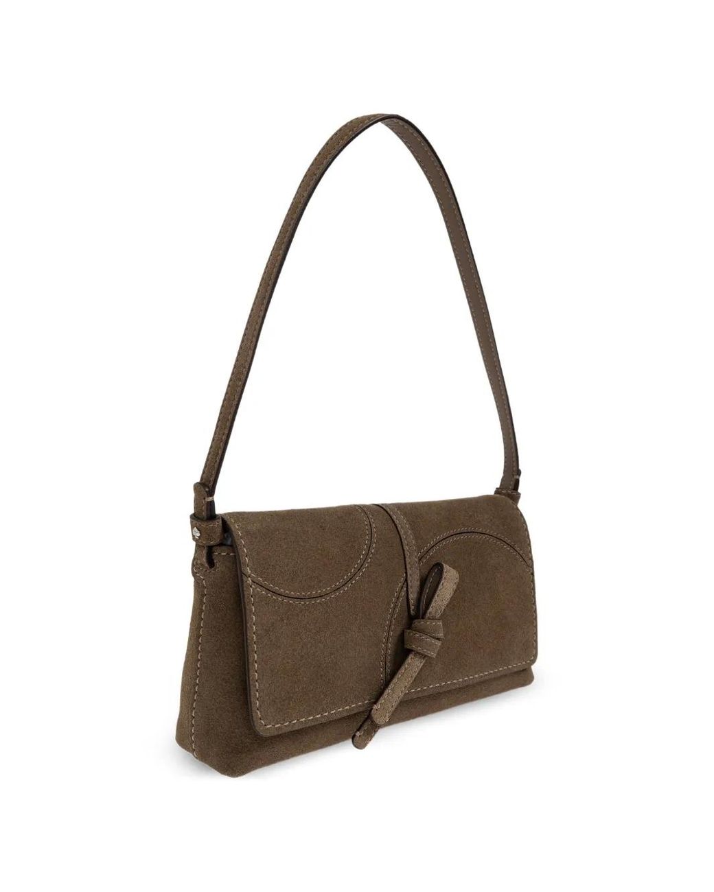Kate Spade Brown Small Loop Knotted Suede Shoulder Bag