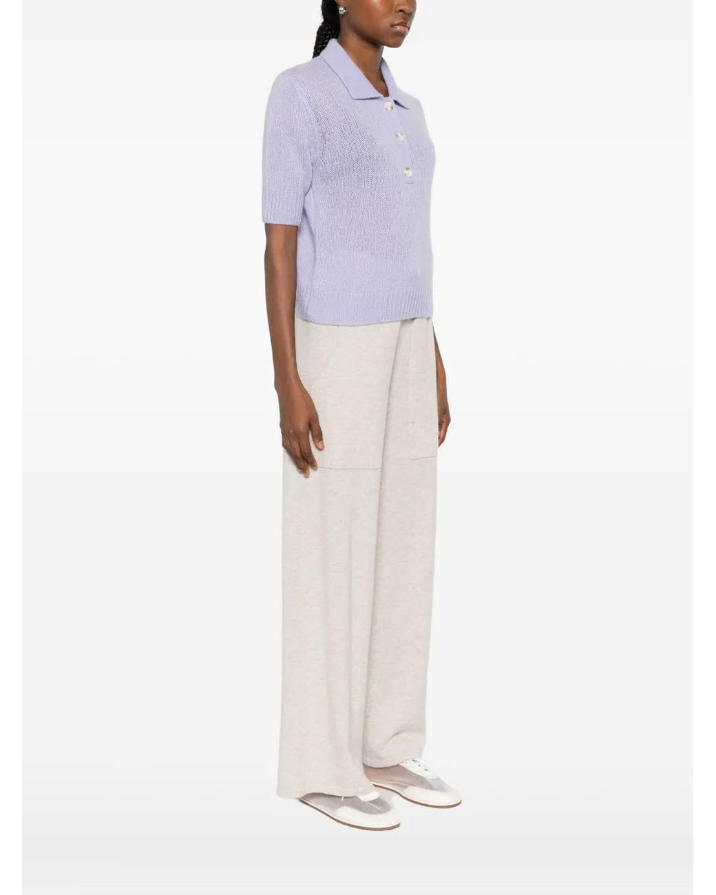 Lisa Yang Purple Masy Buttoned Polo Top