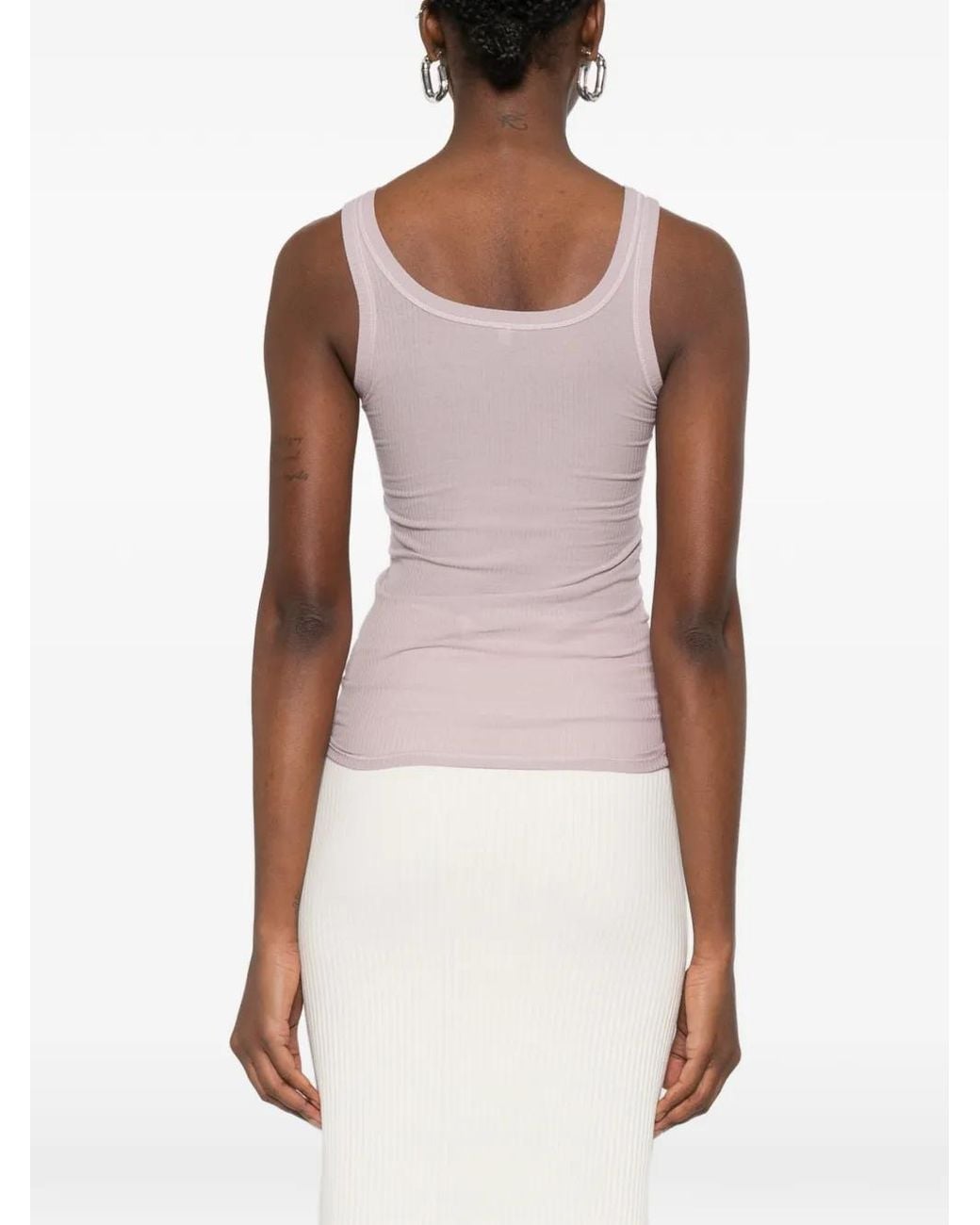 Baserange Pink Heart Ribbed Tank Top