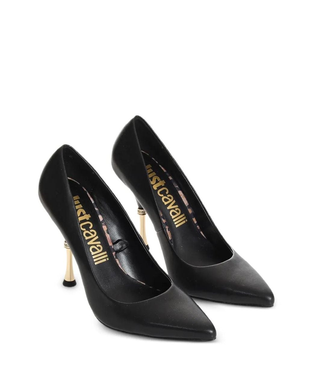 Just Cavalli Black Pointed-Toe Heeled Pumps