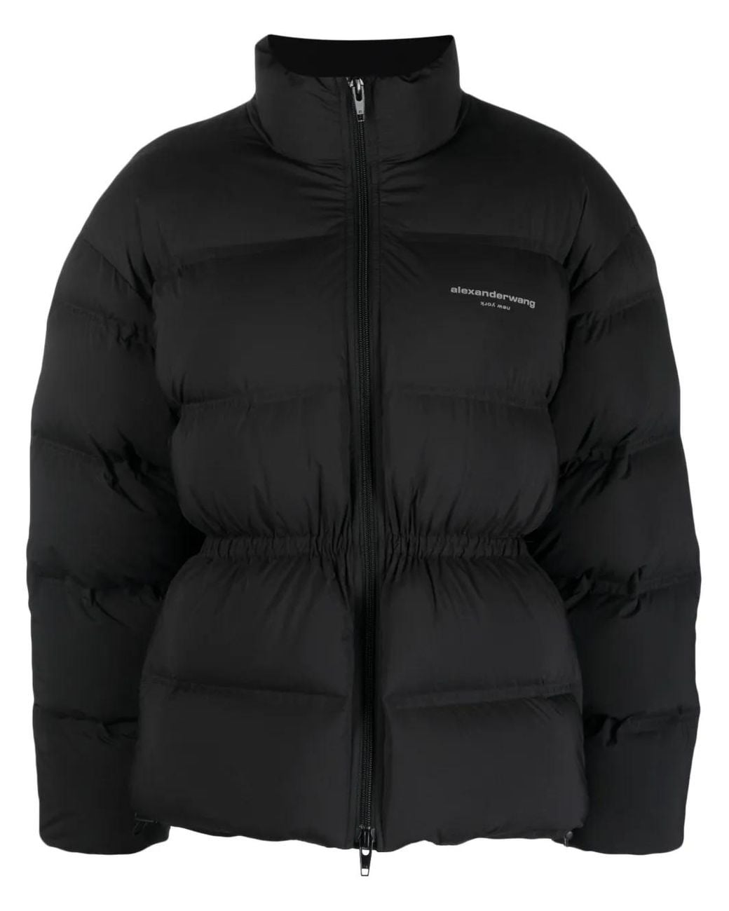 Alexander Wang Black Reflective-Logo Jacquard Puffer Jacket