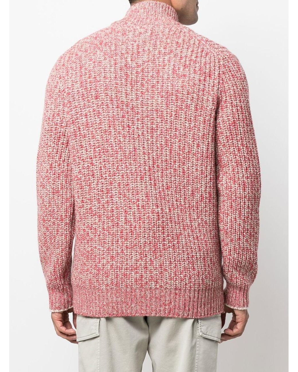 Brunello Cucinelli Ribbed-knit Zip-up Cardigan in Pink for Men | Lyst