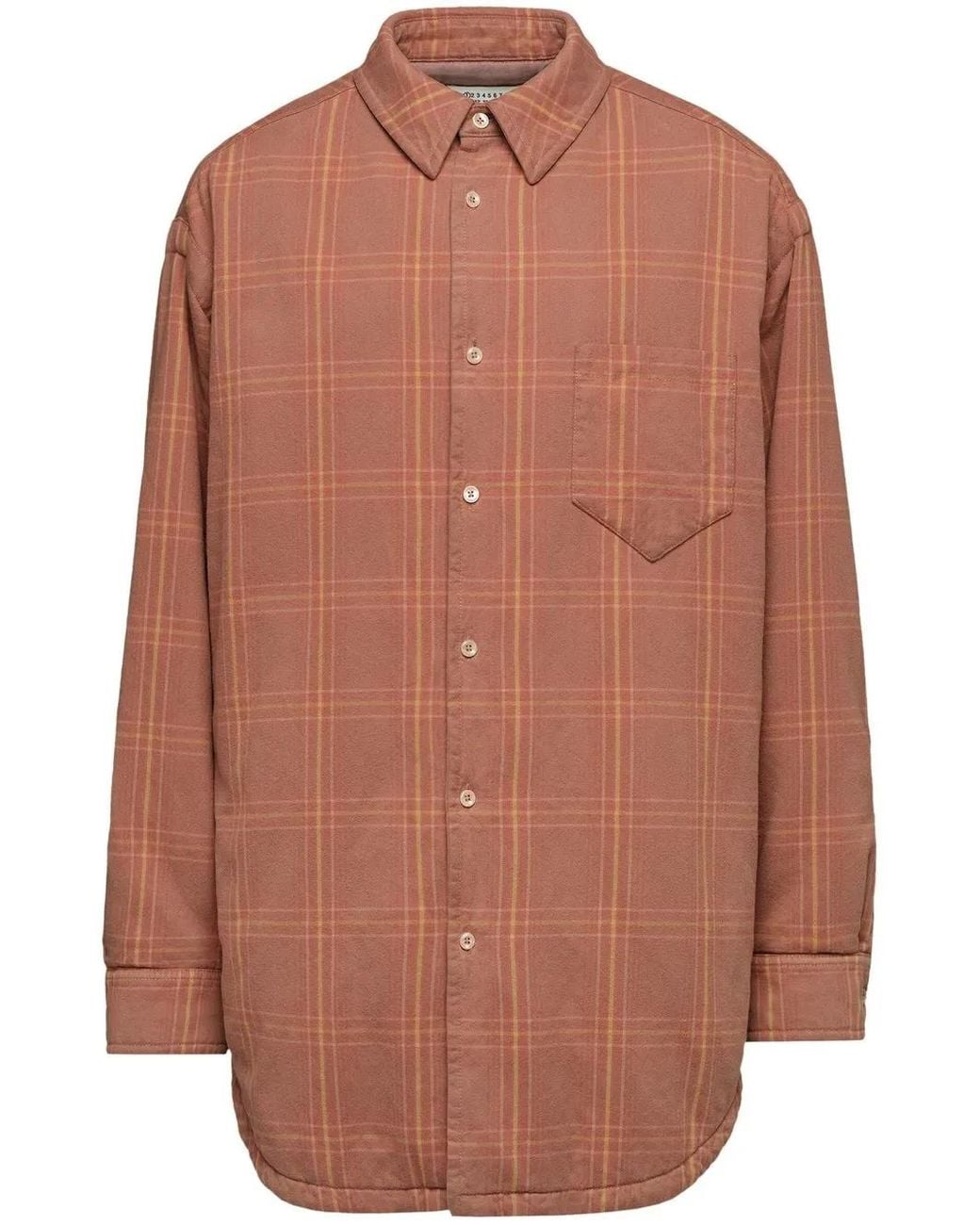 Maison Margiela Brown Chemise En Coton À Carreaux