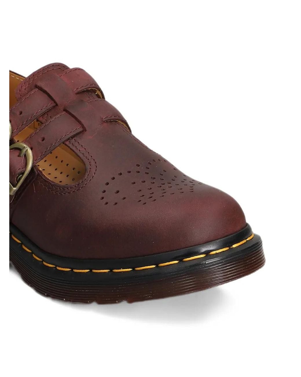 Dr. Martens Brown Perforated Double-Strap Shoes